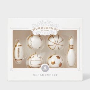 Wondershop 6 piece Ceramic Sports Tree Ornament Set NEW